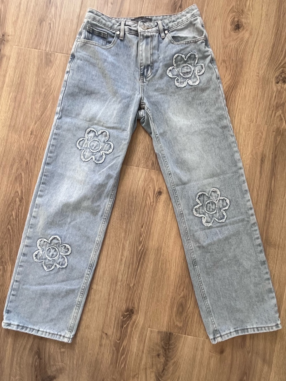 Light Blue Women's Floral Embroidered Jeans